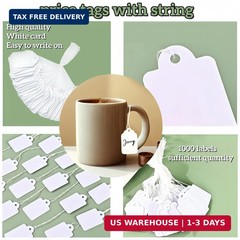 1000 Garage Sale Price Tags Size #5 White Merchandise Hang String Strung Garment