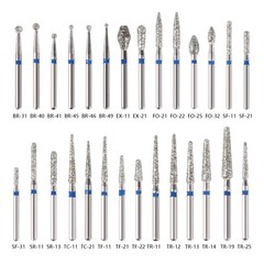 100 Types Dental FG Diamond Burs For High Speed Handpiece Friction Grip 1.6mm