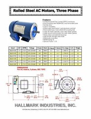 AC MOTOR, 1/2HP, 1725RPM, 3PH, 206-230V/460V, 56C/TEFC, WITH BASE