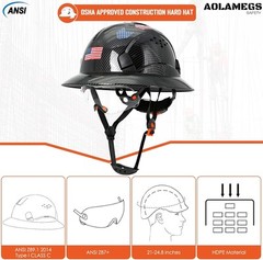 Hardhats size range from 53-63cm/ 20.86-24.80 inch, Bright Black Carbon…