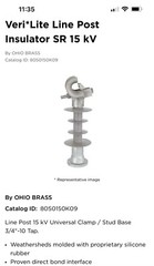 Hubbell 80S0150K09 Veri* Lite line post insulator SR 15KV 500 Units Available