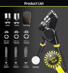 Kit de herramientas para ojales: Perforadora de 1/2, 1/4 y 3/8 de pulgada, 608 p