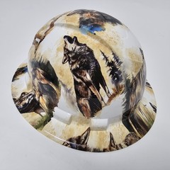 full brim hard hat custom hydro dipped IN WOLVES OF NATURE NEW WOLF COYOTE