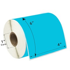 ZEBRA 4×6 COLOR (4″ x 6″) BLUE Direct Thermal Labels – 1″ Core – (2) Rolls/250