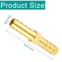 12Pcs 1/4 Inch Brass Hose Barb Fittings, Metal Splicer Mender Inch,
