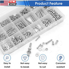 2020Pcs Nuts and Bolts Assortment Kit 32-Sizes M2/M3/M4/M5/M6 Nut Bolt Washer As