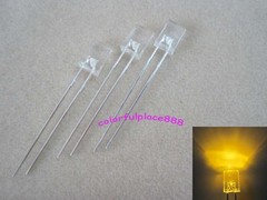 100pcs New 2x5x7mm Yellow Water Clear Rectangle Rectangular LED Leds + R for 12V
