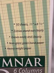 Norcom Columnar Pad 50 Sheets 6 Columns 11 x 8.5 Inches Green #76706 Non-Glare