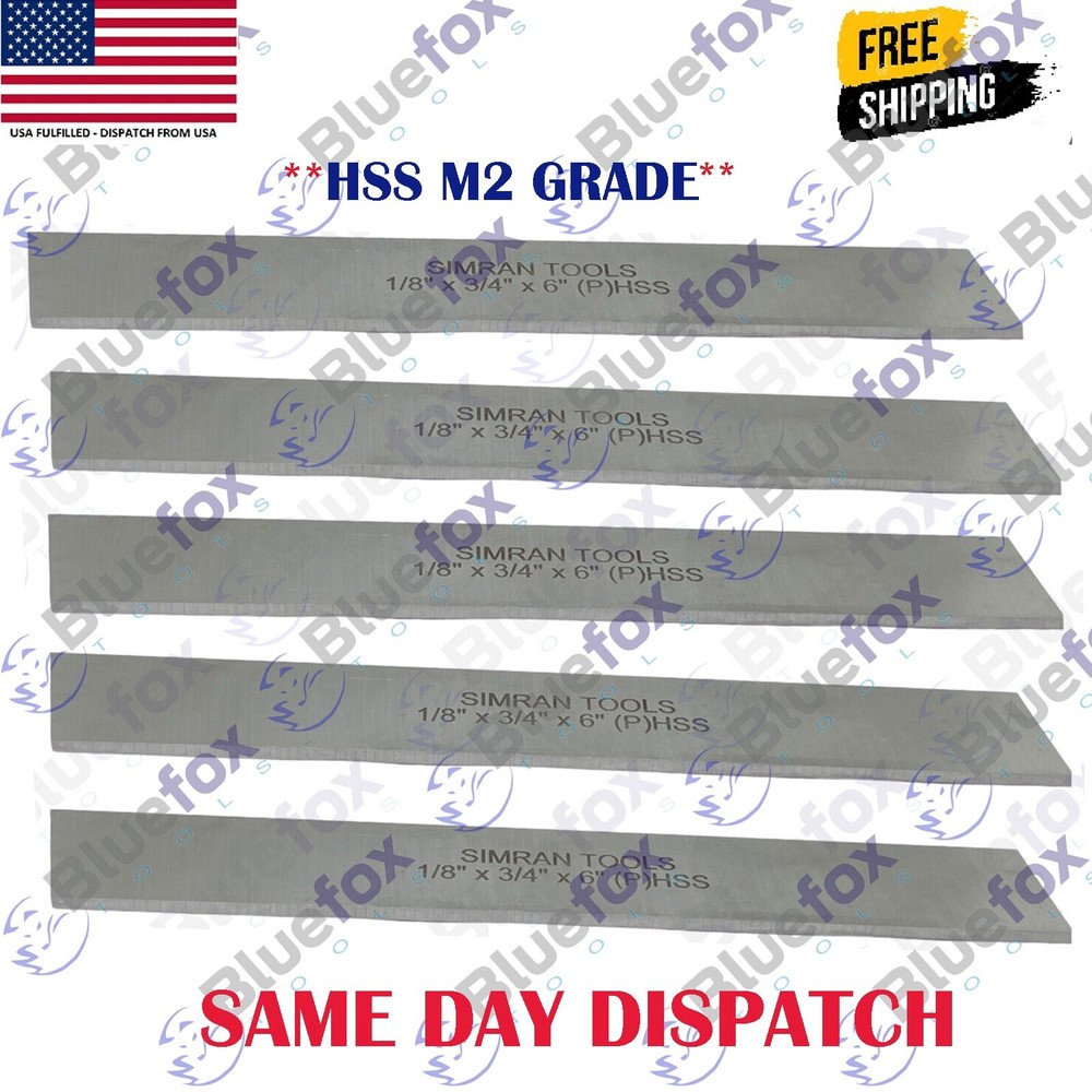 Cut Off Parting Blade High Speed Steel 1/8 Inch x 3/4Inch x 6Inch Set of 5 pc