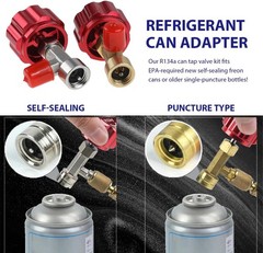 4 PCS R134a Can Tap Kit, Self Sealing & Puncture Can Taps with Tank Adapter Valv
