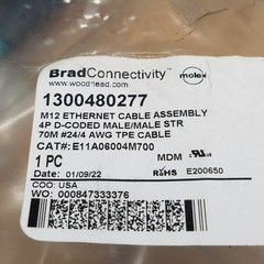 Brad Power E11A06004M700 Double Ended Cordset, 24 AWG, 4 Pole, 1300480277 – NEW