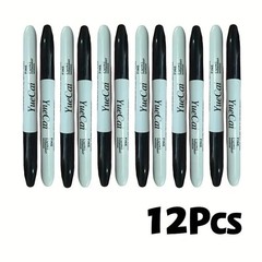 12pcs Black Permanent Marker Pens Fine Tip Waterproof Quick Dry Ink-USA