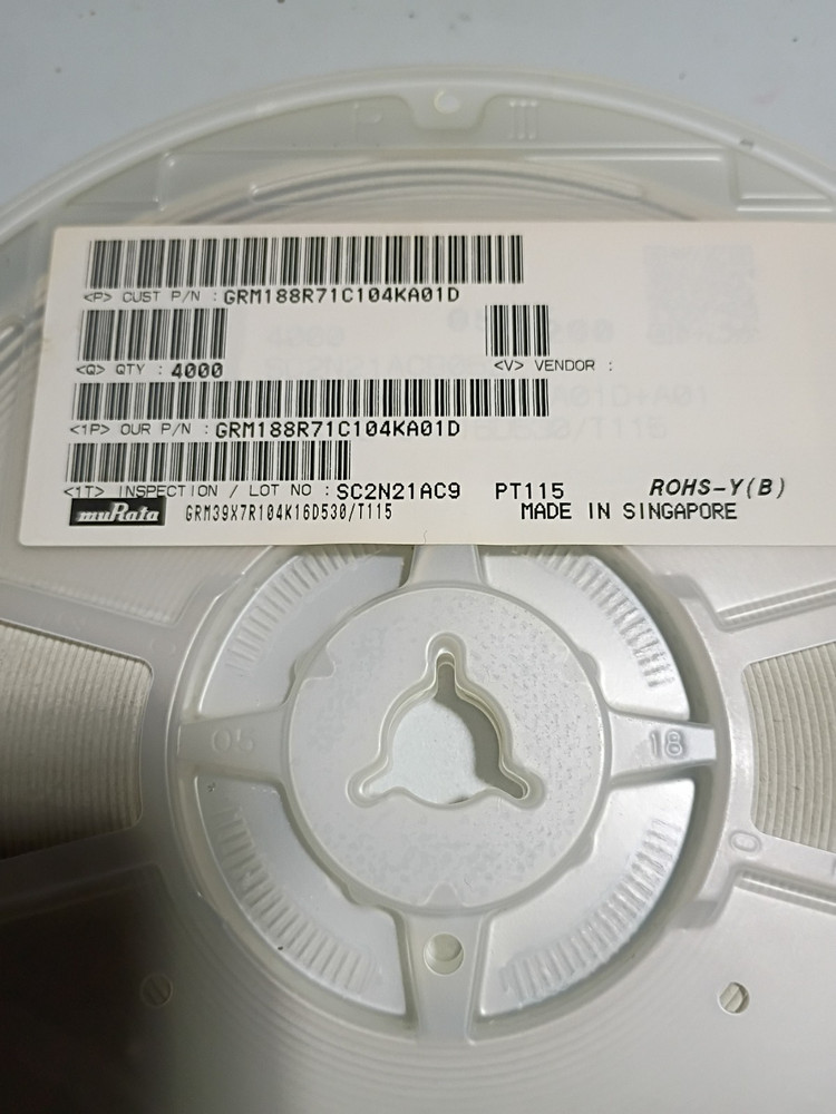 4000 LOT: GRM188R71C104KA01D 0.1 µF ±10% 16V Ceramic Capacitor X7R 0603