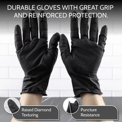 Wolverine X-Large Black Nitrile Gloves Raised Diamond Texture, 8 Mil, 1000 Pcs