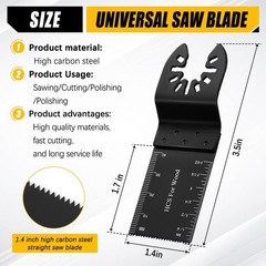 6PCS Oscillating Tool Blades, Universal Wood Multitool, Black