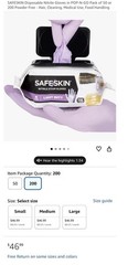 SafeSkin Light Duty Nitrile Gloves, Powder-Free, Small, Food/Medical Use 2000 Pk
