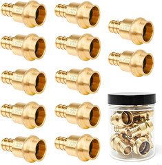 12 Pack 1/2″ Press X 1/2″ PEX Crimp Coupling Brass Fittings – Lead-Free Copper P