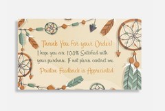 New Thank You for Order Cards Business Card Sz Dream Catcher 100 Pk