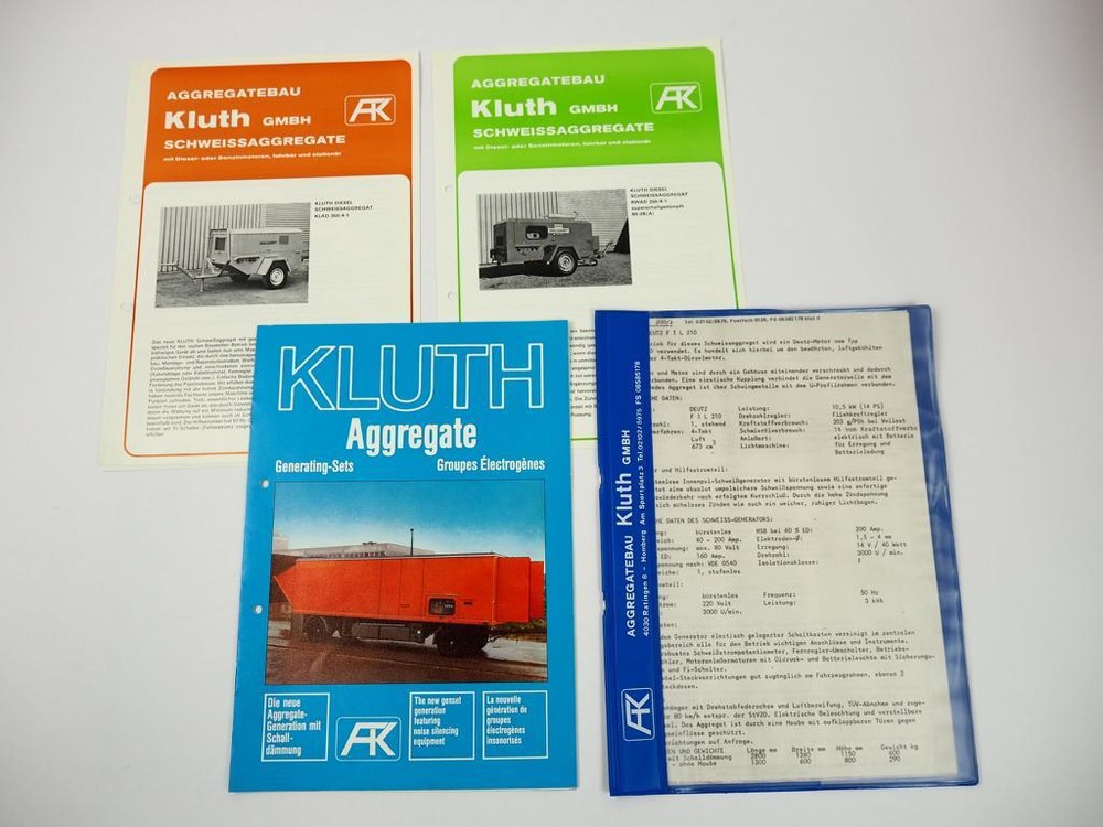 3 Brochures Kluth Klad KWAD Welding Units 1970s