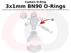 3x1mm BN90 O-Ring [3mm ID, 1mm CS, 5mm OD, Buna Nitrile, 90 Durometer] (10 Pack)