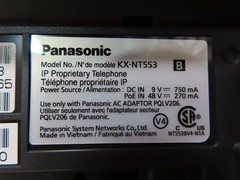 Panasonic KX-NT553 Phone Black Backlit 3-line display IP Ethernet Curly