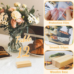 5 Sets Acrylic Sign Holder 5×7, Clear Arched Acrylic Table Numbers with Wood …