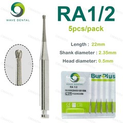 WAVE Dental Tungsten Carbide Burs Round Head RA Low Speed Burs Dia 2.35mm 5Pcs