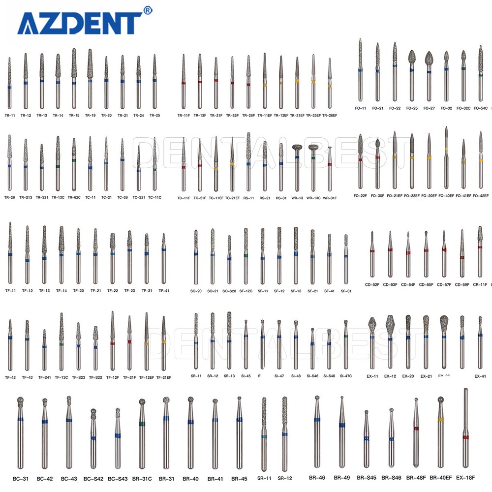 50pcs Dental Turbine Diamond Burs FG For High Speed Handpiece Friction Grip Burs