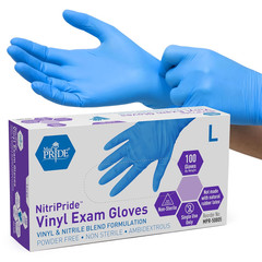 MED PRIDE Nitrile/Vinyl Blend Exam Gloves, Powder-Free, Latex-Free, Disposable,
