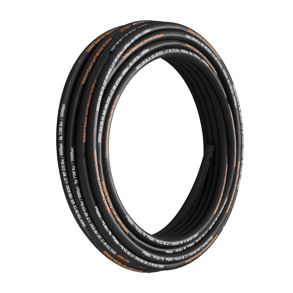 Hydraulic Hose 100ft Coiled Hydraulic Hose 1/2″ SAE W.P. PSI4000 R2 Steel
