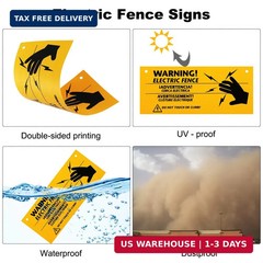 Blulu 8 Pieces Electric Fence Warning Signs 10 x 4 Inch Plastic Danger Electric