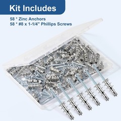 116 Pcs Premium Zinc Self-Drilling Drywall Anchors and Screws Kit, Heavy Duty Me
