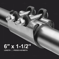1-1/2 in. x 6 in. Long 2-Bolt IPS Pipe Repair Clamp, Stainless Steel