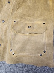 Used Tan Mens Leather Welding Jacket XL Heavy Duty Flame Resistant