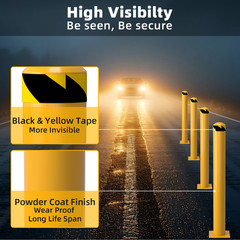 2PCS Outdoor Safety Bollard 42 Inch Yellow Q235 Steel Post Pipe Barrier