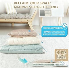 Vacuum Seal Bags with Portable Electric Pump, 6 Pack Vacuum Storage Bags for