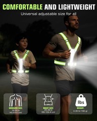 LED Reflective Vest with Light Green Chest 500LM High Visibility Safety Jacket