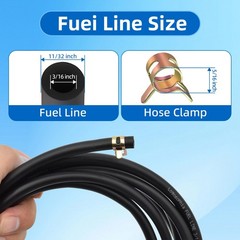 Fuel Line Hose 10ft 3/16 Inch ID Rubber Flexible Gas Diesel For Small Engines Ki