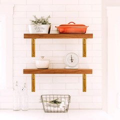 Metal Shelf Brackets, Gold Heavy Duty Shelf Bracket 7 Inch for Floating Shelf…