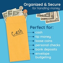 Blue Summit Supplies 500#7 Coin Envelopes, Gummed Seal, 28 lb Brown Kraft Coin E