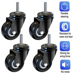 2 Inch Office Chair Casters Wheels Rubber Swivel Replacement Heavy Duty Secure