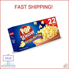 Pop Weaver Microwave Popcorn, Extra Butter, 22 Bags per Box…