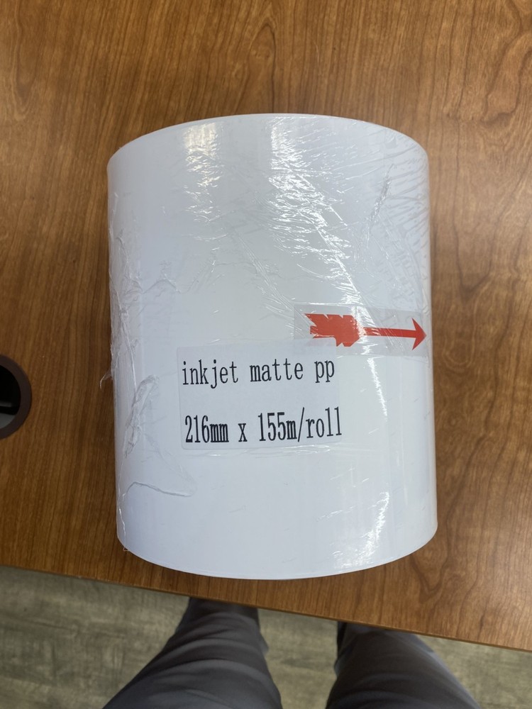 216mm x 155m Ink Jet Matte Polypropylene Roll Labels
