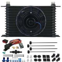 13 ROW TRANS-MISSION OIL COOLER ELECTRIC FAN HOSE IN-LINE TEMPERATURE SWITCH KIT
