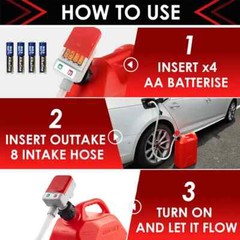 Fuel Transfer Pump Battery Powered For Liquid Diesel Motor Oil W/ 3 Size Adaptor