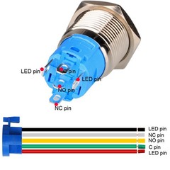 0.87 Inch/22mm Stainless Steel Momentary Push Button 12v24v Led 1no1nc Spdt On O