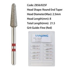 Dental Diamond Burs Zirconia Cutting Burs FG Round End Taper Cylinder Football
