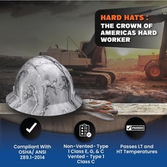 Updated Full Brim Hard Hat Vented Padded Osha Type 1 Class C Construction Safety