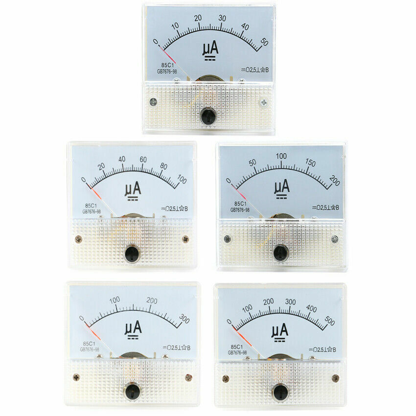 50 100 200 500uA DC 85C1 Class 2.5 Analog Amp Panel Meter Gauge Current Ammeter