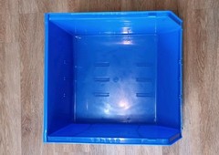 Lot Of 3 Akro-Mils 30270 Blue Hang/Stack Storage Bins Plastic; 18″X 16 1/2″X 11″